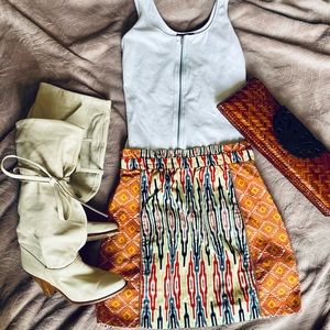 Rachel Roy Aztec Paper Bag Mini Skirt